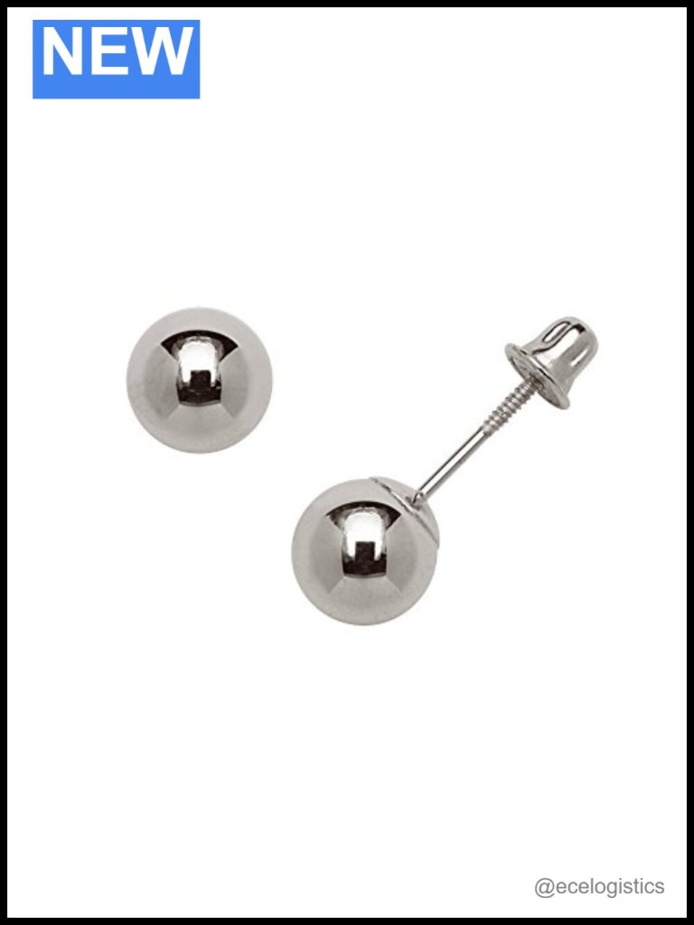 14k White Gold Ball Stud Earrings